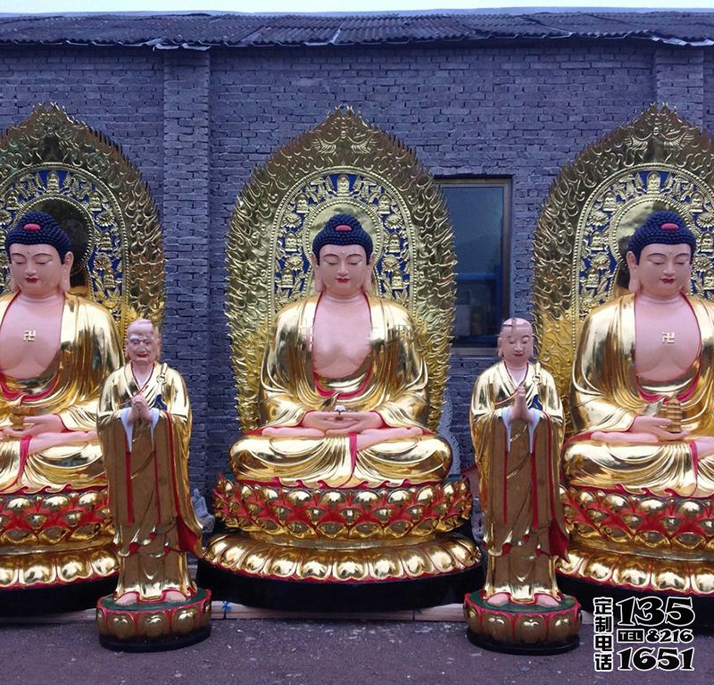 玻璃钢彩绘景区户外大型景观三圣雕塑 玻璃钢彩绘景区户外大型景观三圣雕塑