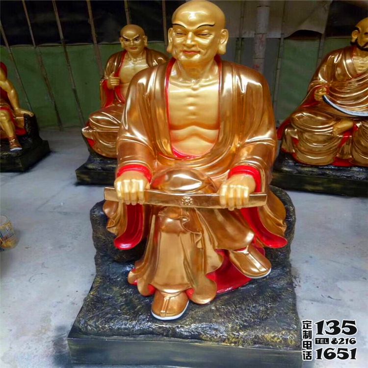 玻璃钢彩绘寺庙景区十八罗汉雕塑 玻璃钢彩绘寺庙景区十八罗汉雕塑