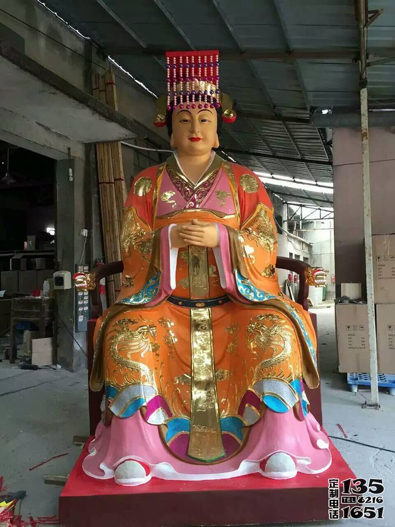 玻璃钢彩绘寺院王母娘娘雕塑 玻璃钢彩绘寺院王母娘娘雕塑