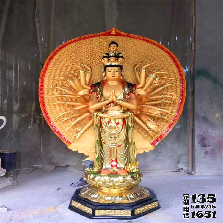 玻璃钢彩绘寺庙供奉千手观音雕塑 玻璃钢彩绘寺庙供奉千手观音雕塑