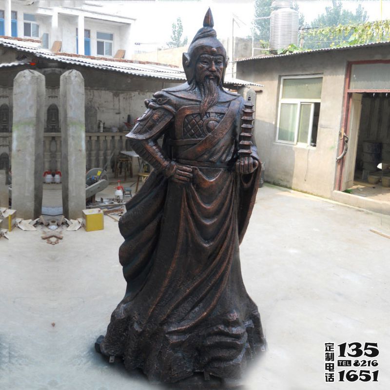 战神托塔天王李靖玻璃钢仿铜雕塑