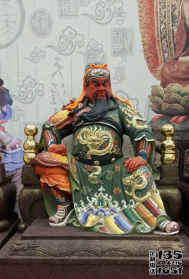 玻璃钢彩绘寺庙供奉关公雕塑 玻璃钢彩绘寺庙供奉关公雕塑