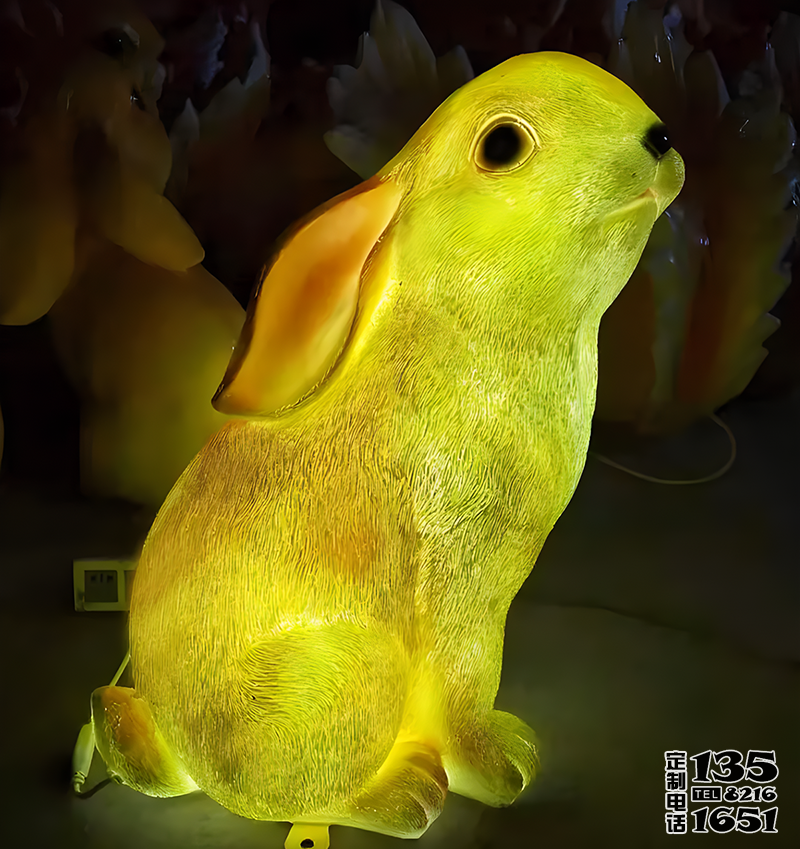 发光兔子玻璃钢仿真动物雕塑 发光兔子玻璃钢仿真动物雕塑